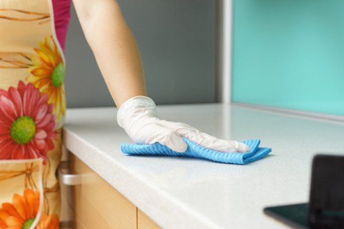 Carpet cleaner preparing safe equipment for a cleaning job